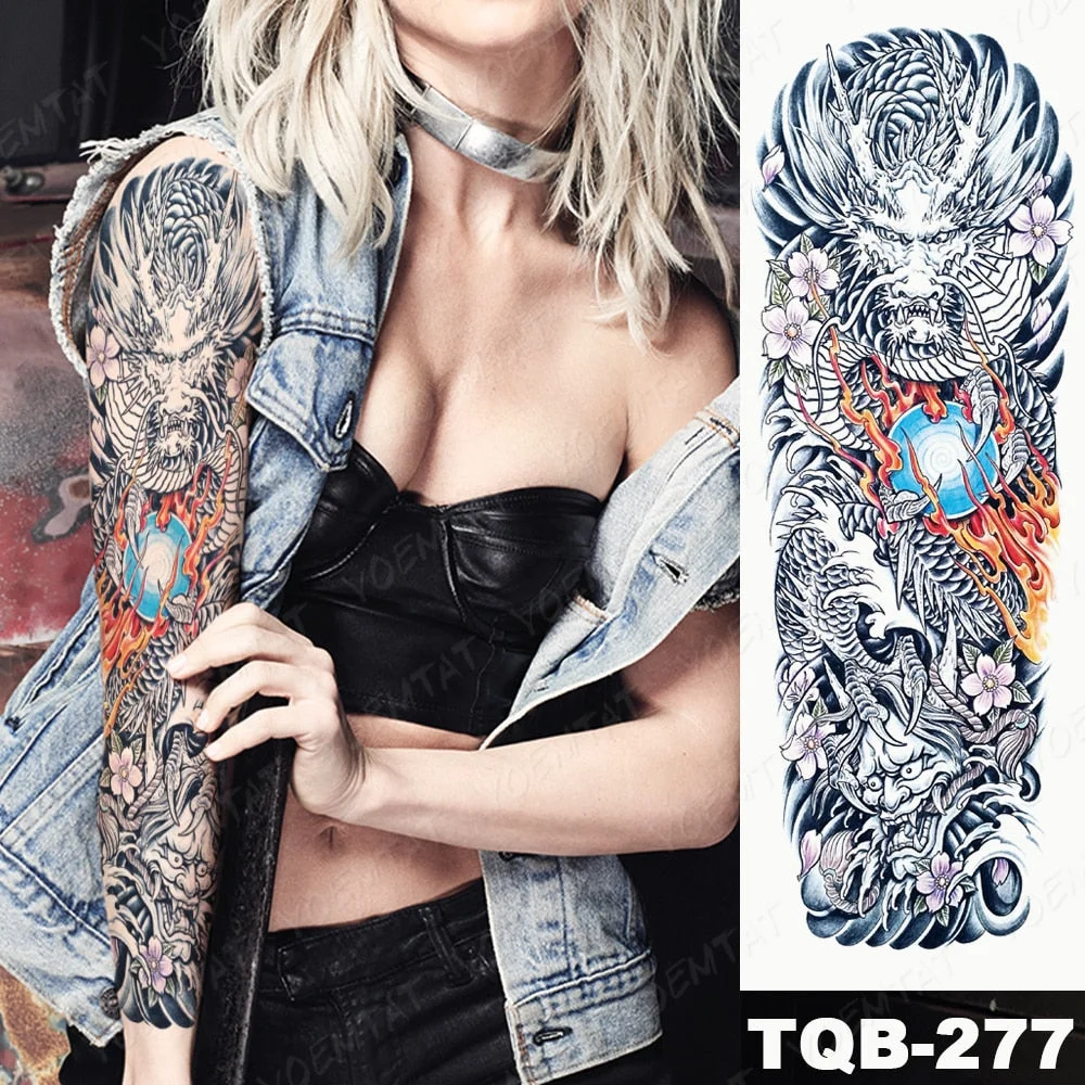 Large Full Arm Sleeve Tattoo Indian Forest Leopard Waterproof Temporary Tatoo Sticker Wild Tribe Men Women Body Art Tatto