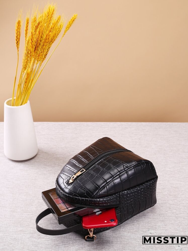 Zip Front Croc Embossed Backpack