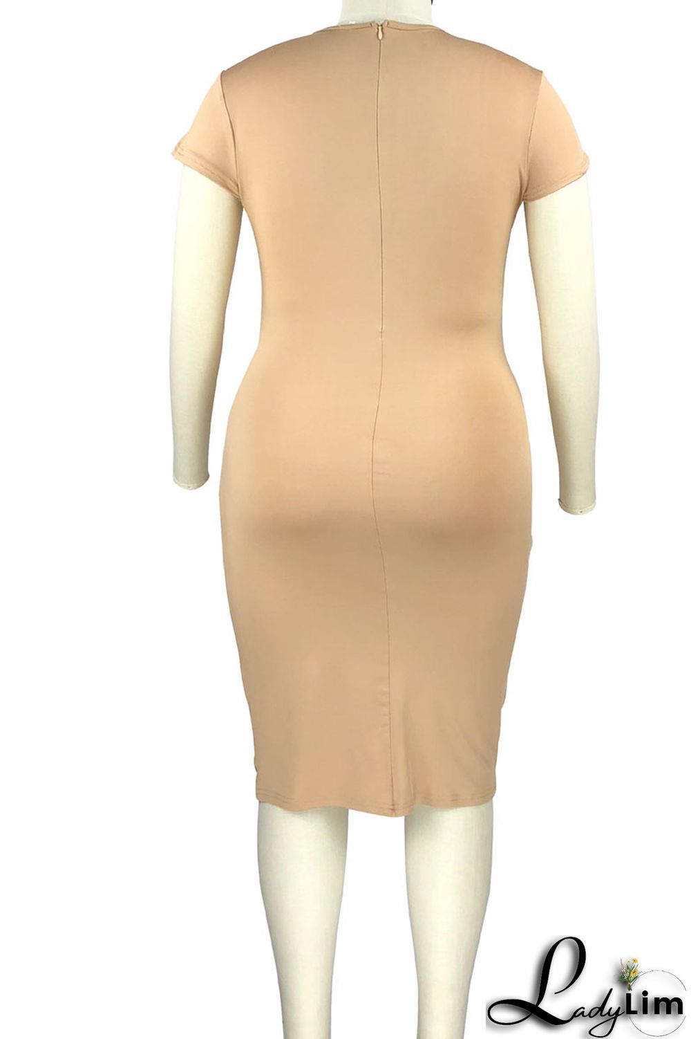 White Casual Elegant Solid Split Joint O Neck One Step Skirt Plus Size Dresses