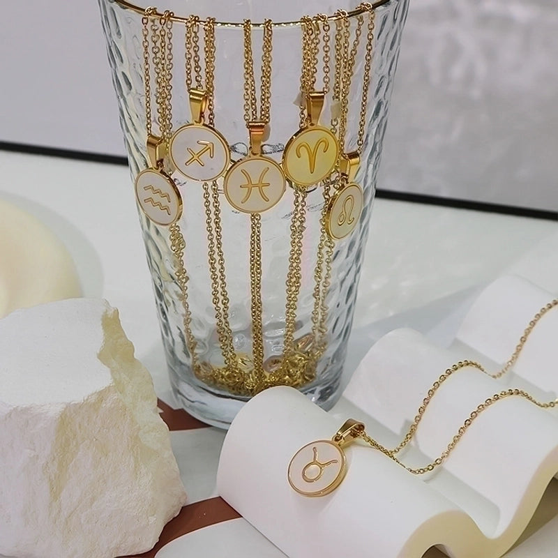 Stainless Steel 18K Gold Plated Basic Plating Constellation Shell Pendant Necklace