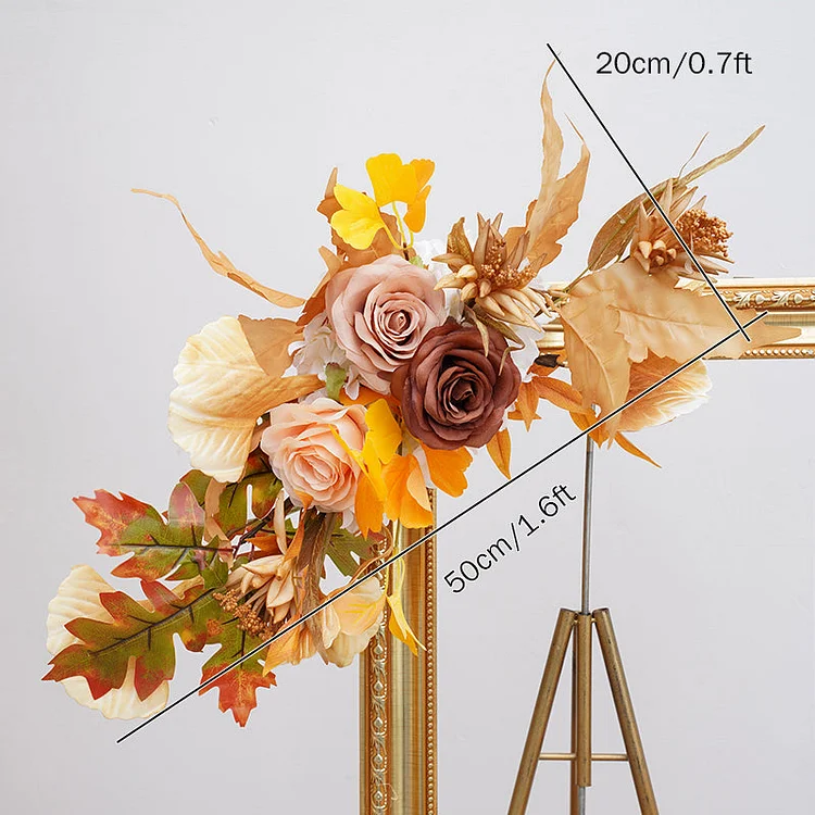 A8150 Fall Color Wedding Backdrop Horn Arch Decor Table Floral Arrangement