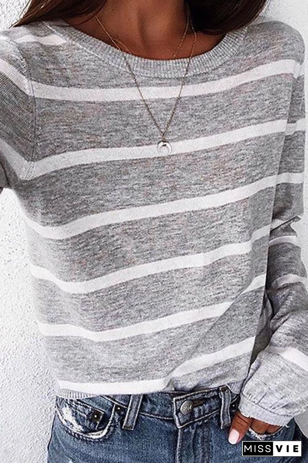 Hot Striped O Neck T-shirt