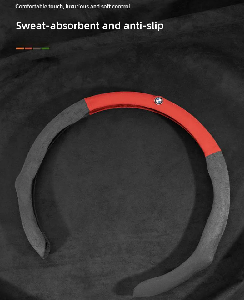 Suede leather steering wheel cover keeps hands warm in winter and won't freeze your hands