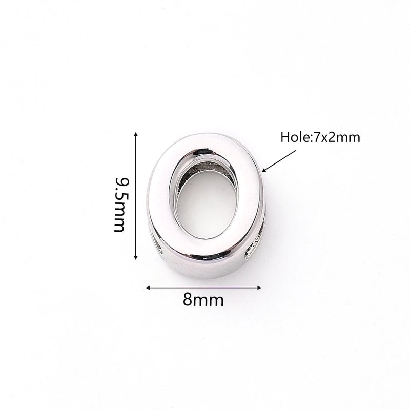 1 Pc/Package 9.5x6mm 9.5×7.5mm 9.5x8mm 7x2mm Copper White Gold Plated Letter Bubble Polished Beads