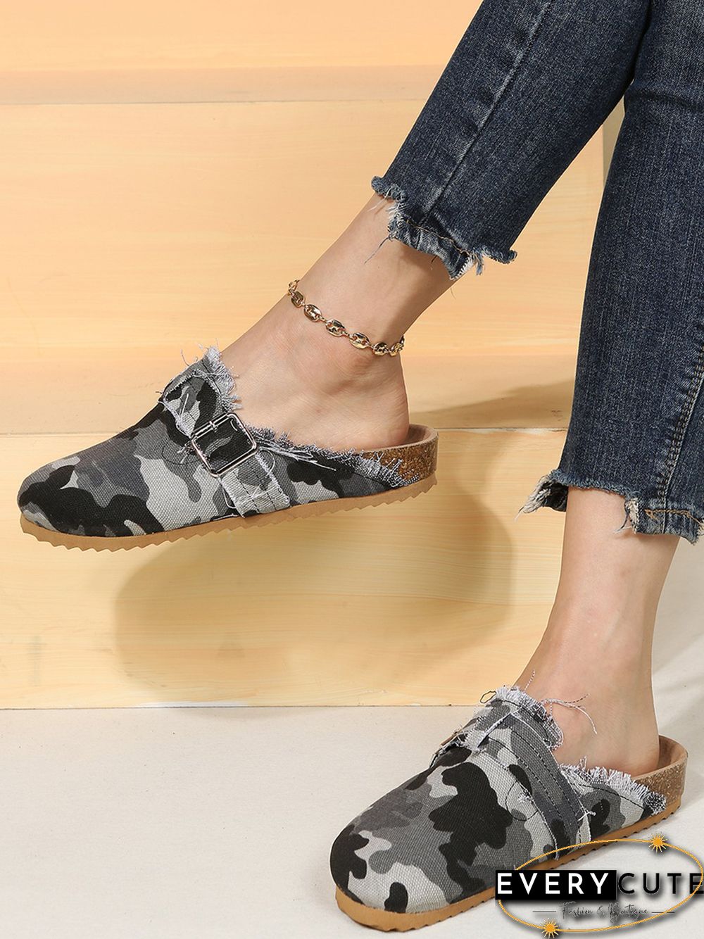 Camo Print Canvas Adjustable Buckle Slides