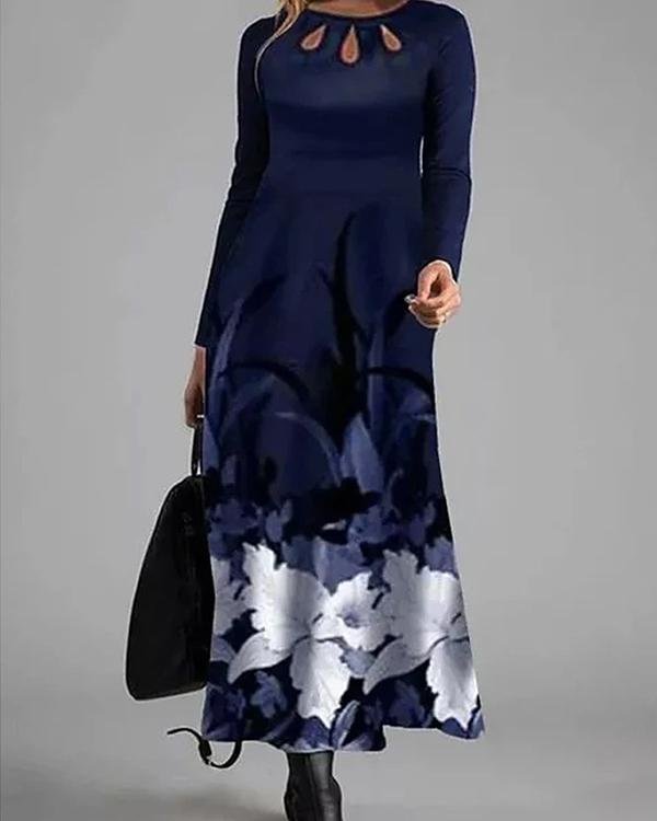Elegant Gowns Floral Hollow Out Maxi X-line Dress - Chicaggo