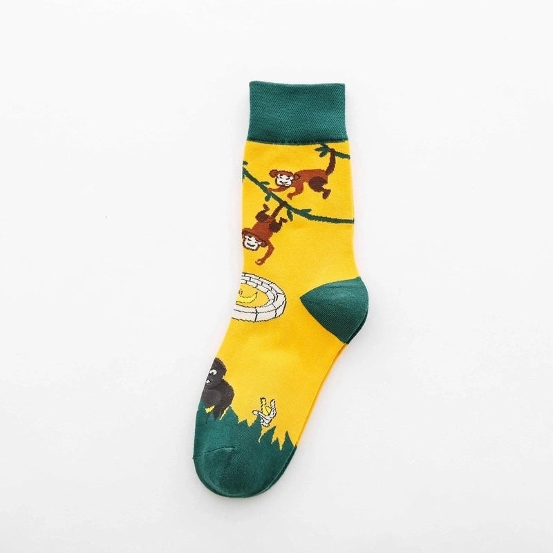 Women’s Cartoon Style Animal Fruit Cotton Crew Socks A Pair