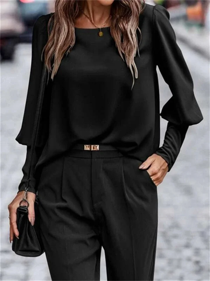 Women's Fall and Winter New Shirt Female Temperament Elegant Commuter Long-sleeved Lantern Sleeve Loose Type Blouse