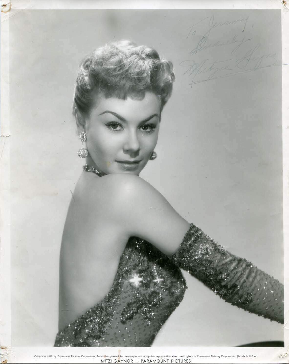 ACTRESS Mitzi Gaynor autograph, signed vintage Photo Poster painting