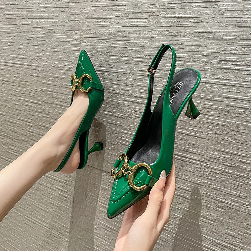 Churchf Churchf Single Shoes Women 2024 Summer New Korean Version Fashion Versatile Shallow Mouth Head Hollow Heel Heels
