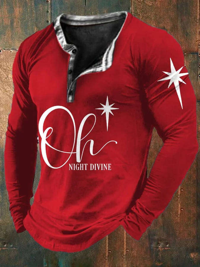 Men's Oh Night Divine Print Long-Sleeve T-Shirt socialshop