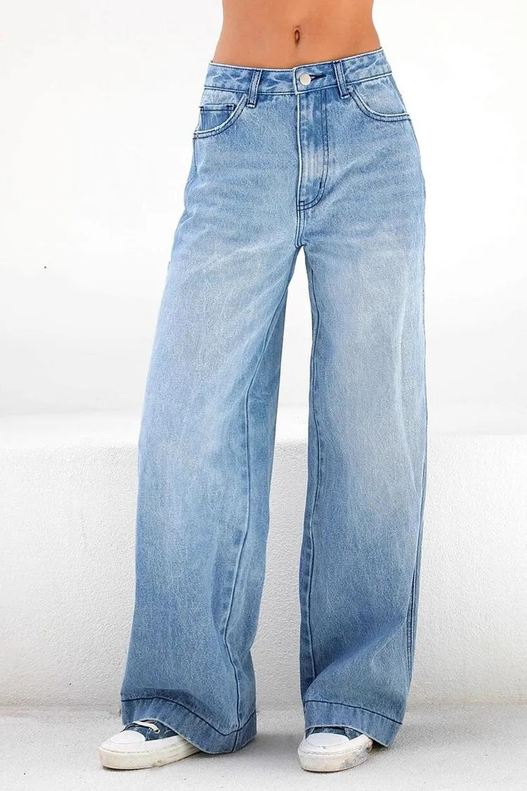 High Waisted Wide Leg Jeans for Women Denim Trousers