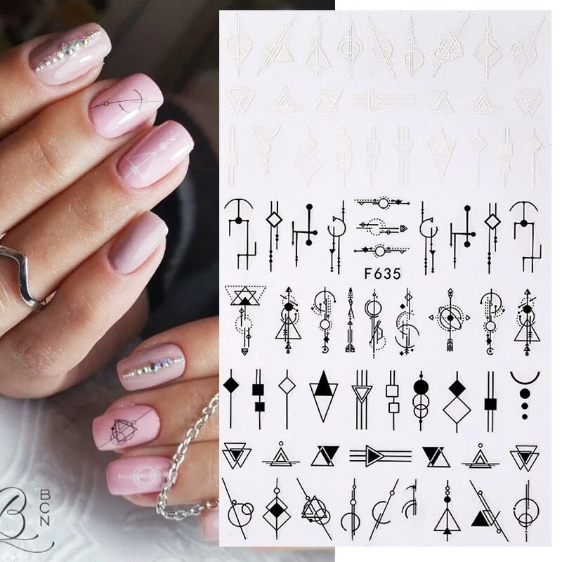 1PC Sexy Lady Shaped 3D Nail Stickers Character Face Image Leaves Flower Decals Slider Black White DIY Nail Art Decorarion