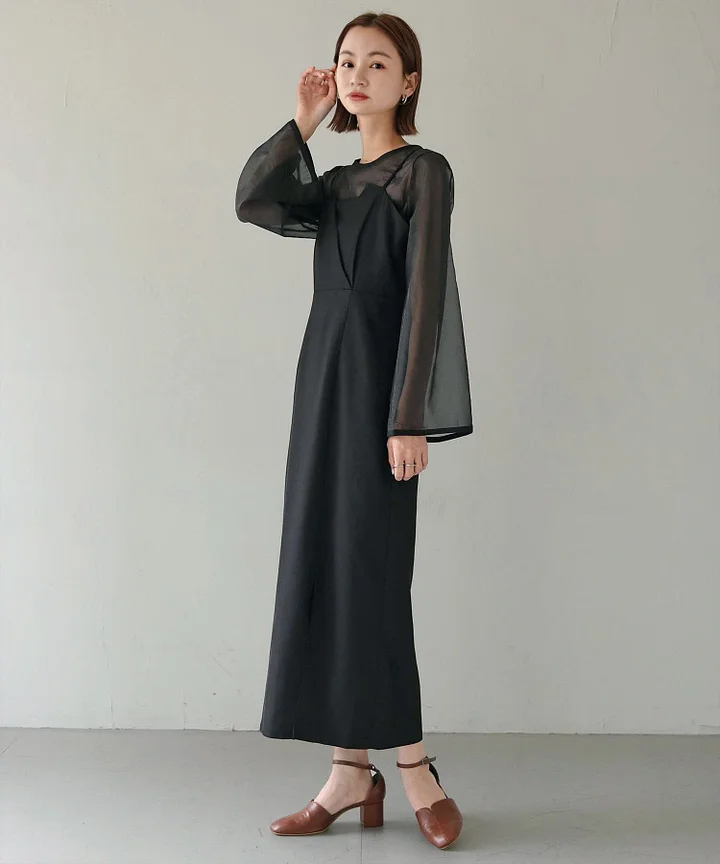 【CLEIO】-オケージョン/結婚式- タイトキャミワンピース シースルーセット CLEIO オケージョン 結婚式 タイトキャミワンピース シースルー