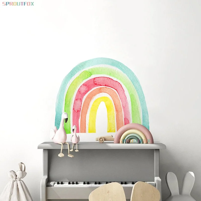 Colorful Big Rainbow Wallpaper In The Nursery Stickers Bohemia Style Vinyl Decorative Wall Stickers For Kids Rooms Decoration
