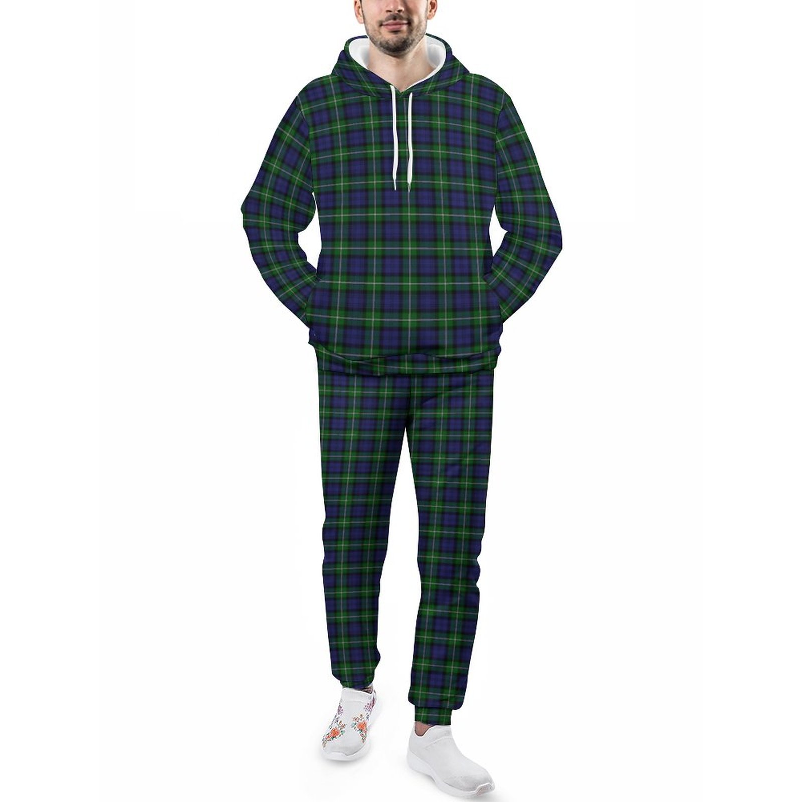 Printed Scottish Clan Forbes Tartan Men's Tracksuit 2 Piece Hoodie Sweatsuit Sets Casual Jogging Athletic Suits