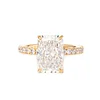 14K Yellow Gold 3ct Radiant Cut Lab Diamond 4 Prongs Basket Setting Bridal Set Rings