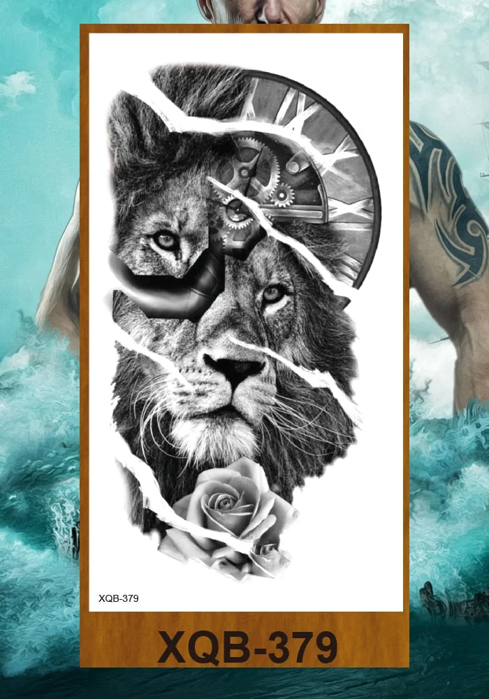 Sexy Fake Tattoo for Woman Large Leg Thigh Body Tattoo Stickers Waterproof Temporary Tattoos Peony Lotus Flowers Fish Dragon