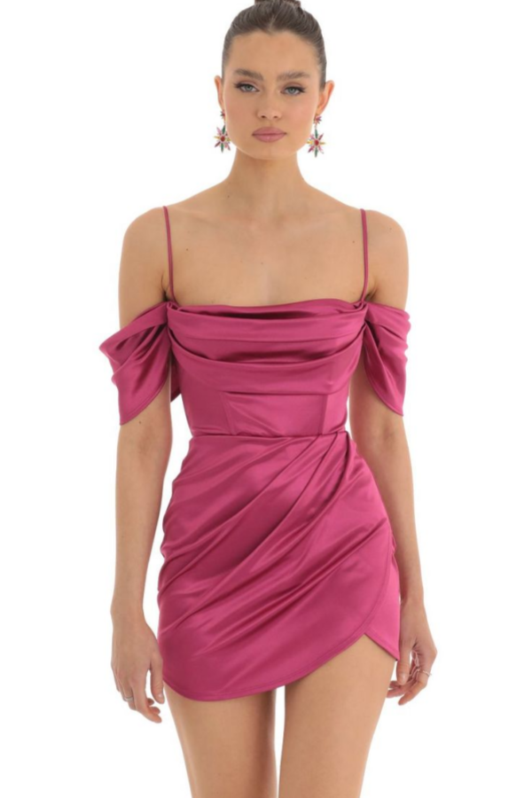 Spaghetti-Straps Off-The-Shoulder Lace-Up Homecoming Dress
