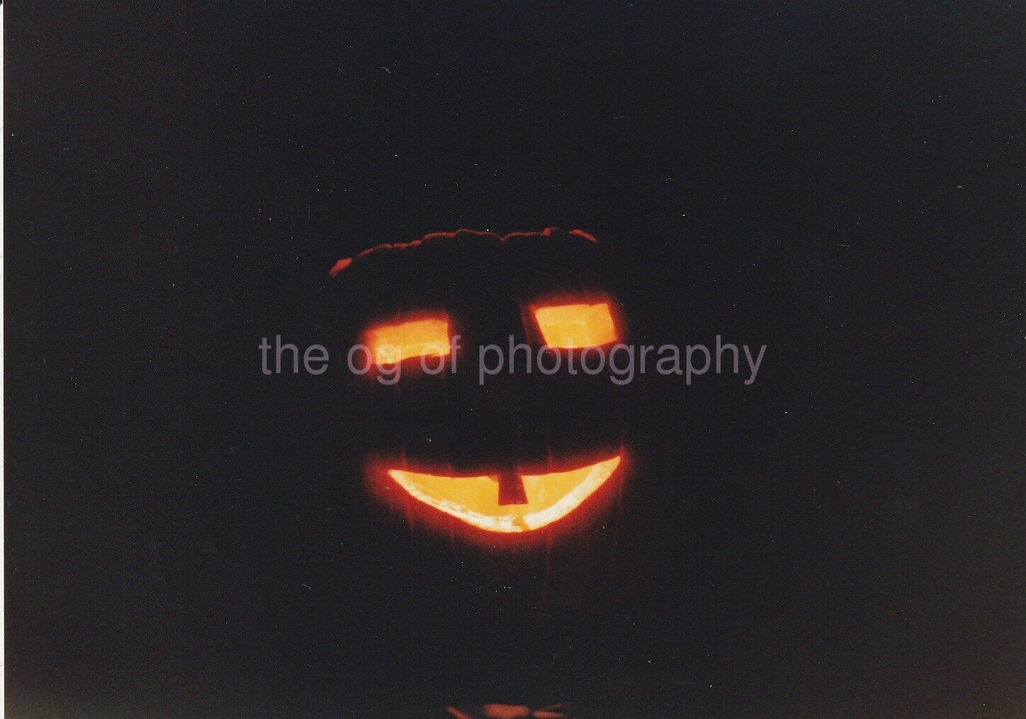 Jack O’ Lantern FOUND Photo Poster painting ColorOriginal SPOOKY PUMPKIN 94 7 T