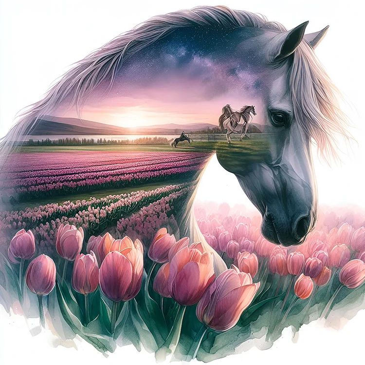 Horse Silhouettes - Full Round - Diamond Painting(30*30cm)