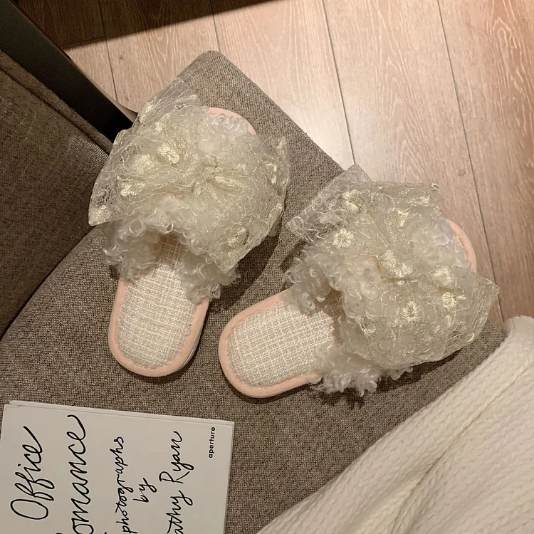 Sexy Lace Flower Slippers