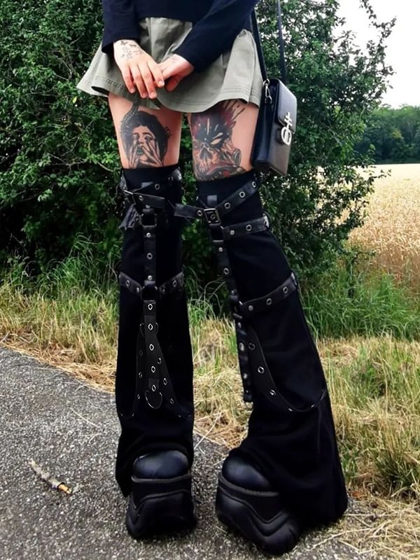 Goth Punk Harness Stockings