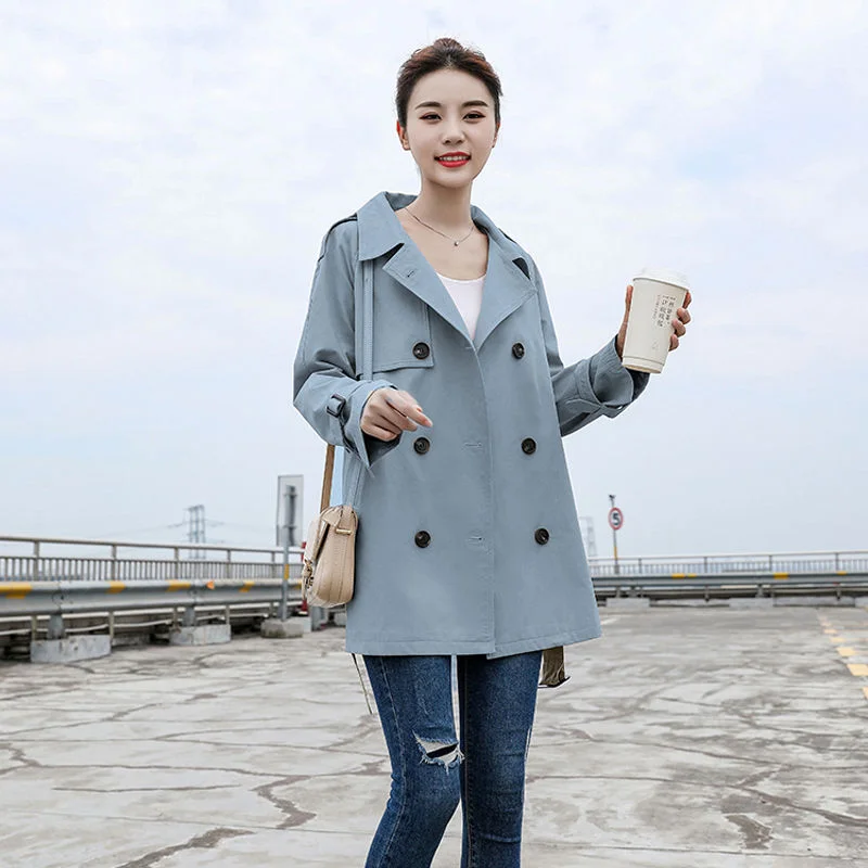 Ailegogo Spring Women Trench Coat Casual Streetwear Double Breasted Belt Female Coats Fashion Korean Loose Fit Outwear