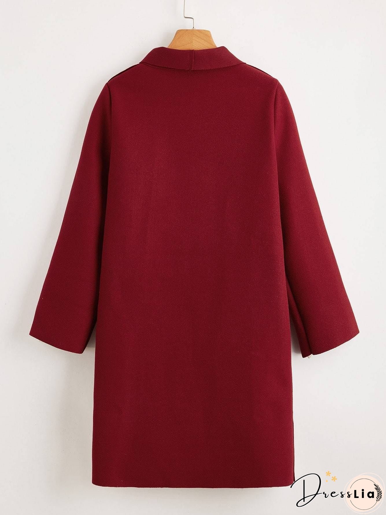 Solid Shawl Collar Dual Pocket Coat for Women