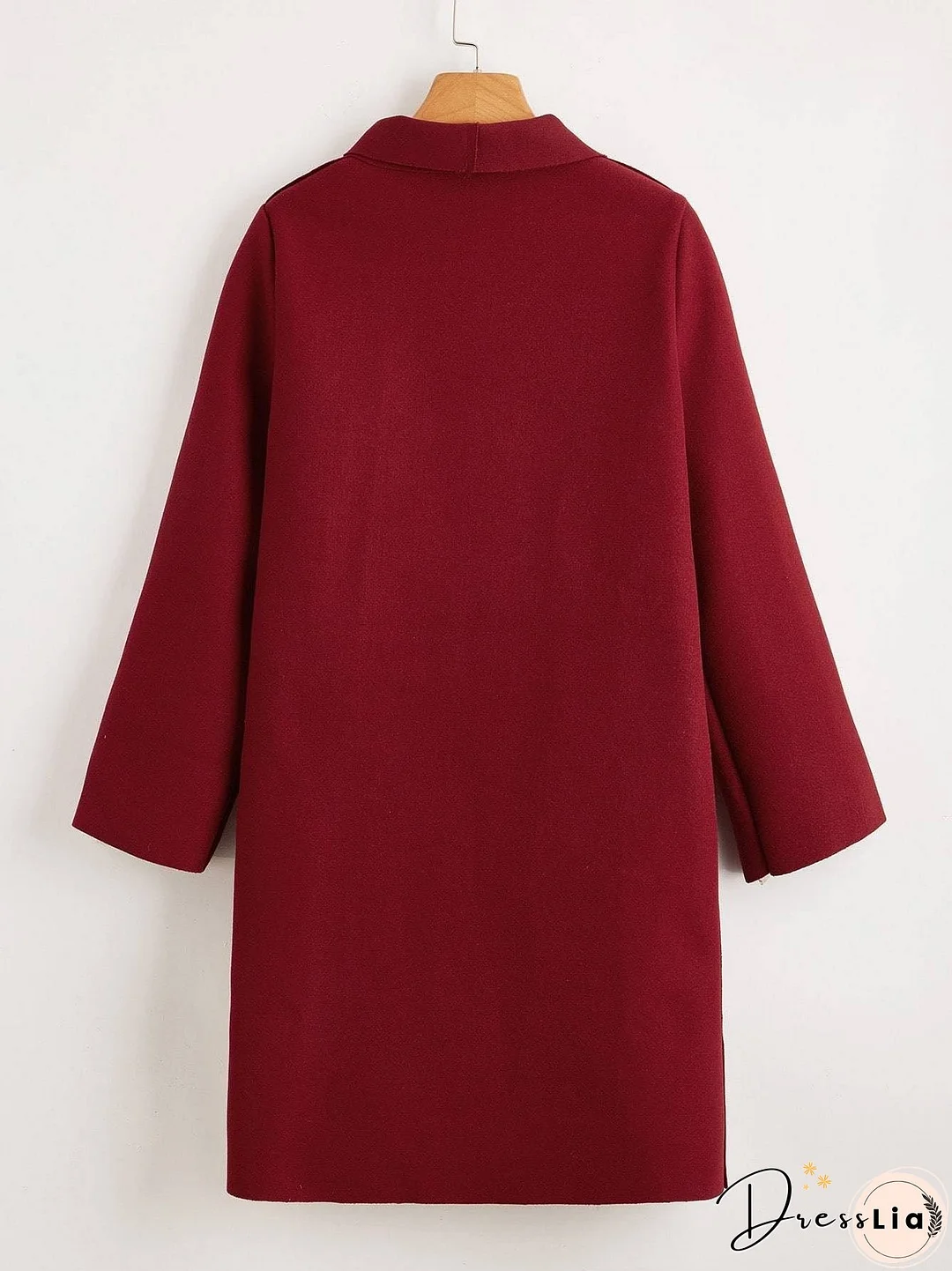 Solid Shawl Collar Dual Pocket Coat for Women