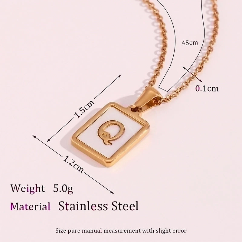Vintage Style Letter Square 304 Stainless Steel Shell 18K Gold Plated Plating Inlay Pendant Necklace