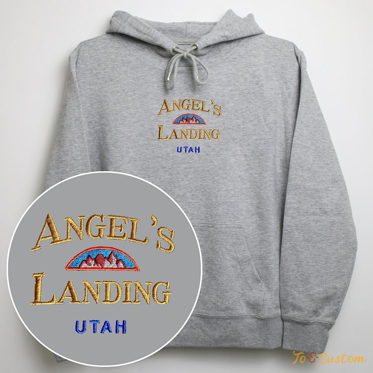 TOSCUSTOM™ Angel's Landing Sweatshirt Utah Embroidered Hoodie Vintage Adventure Style 