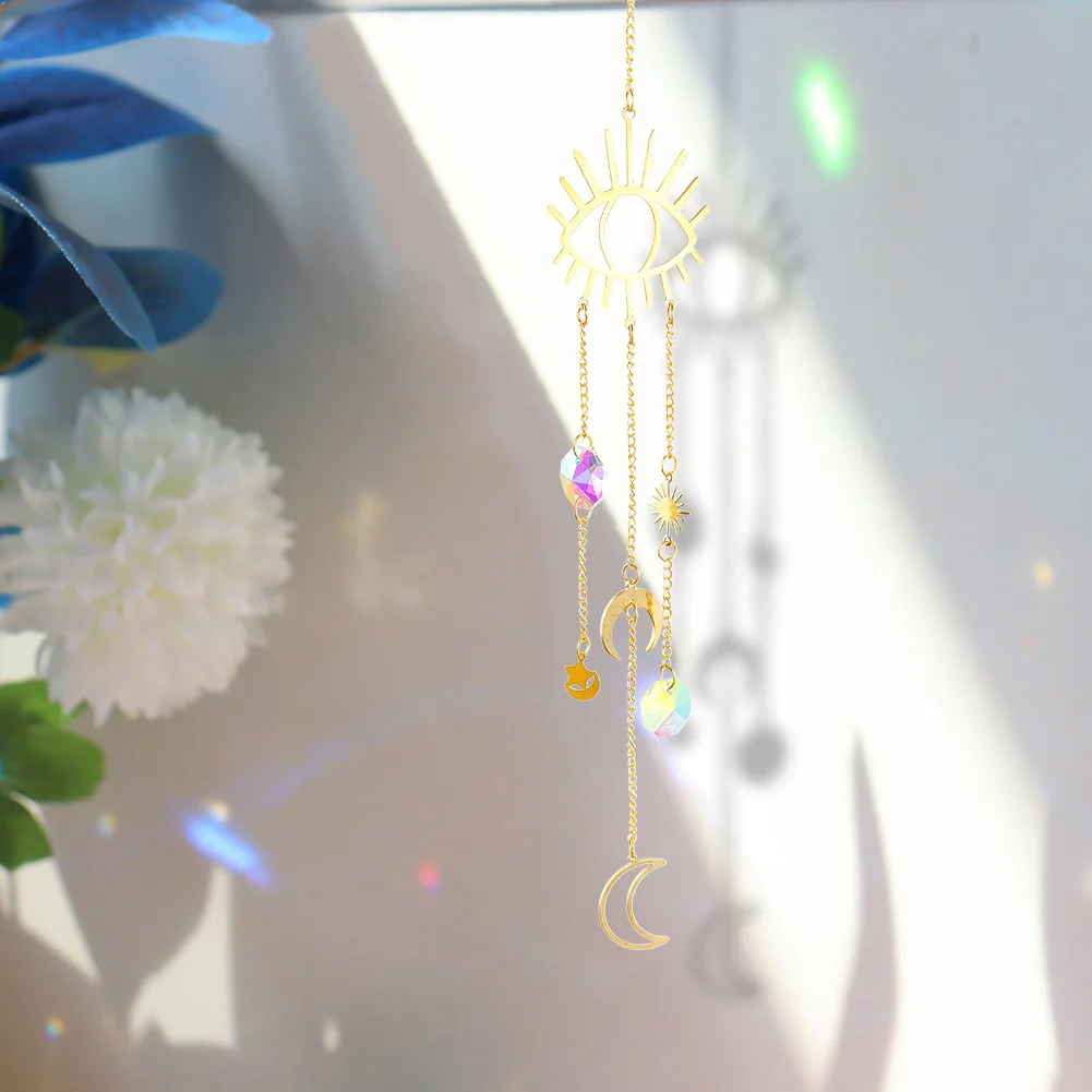 Hanging Bead Moon Sun Light Catcher Crystal Outdoor Wall Wind Chime (71)