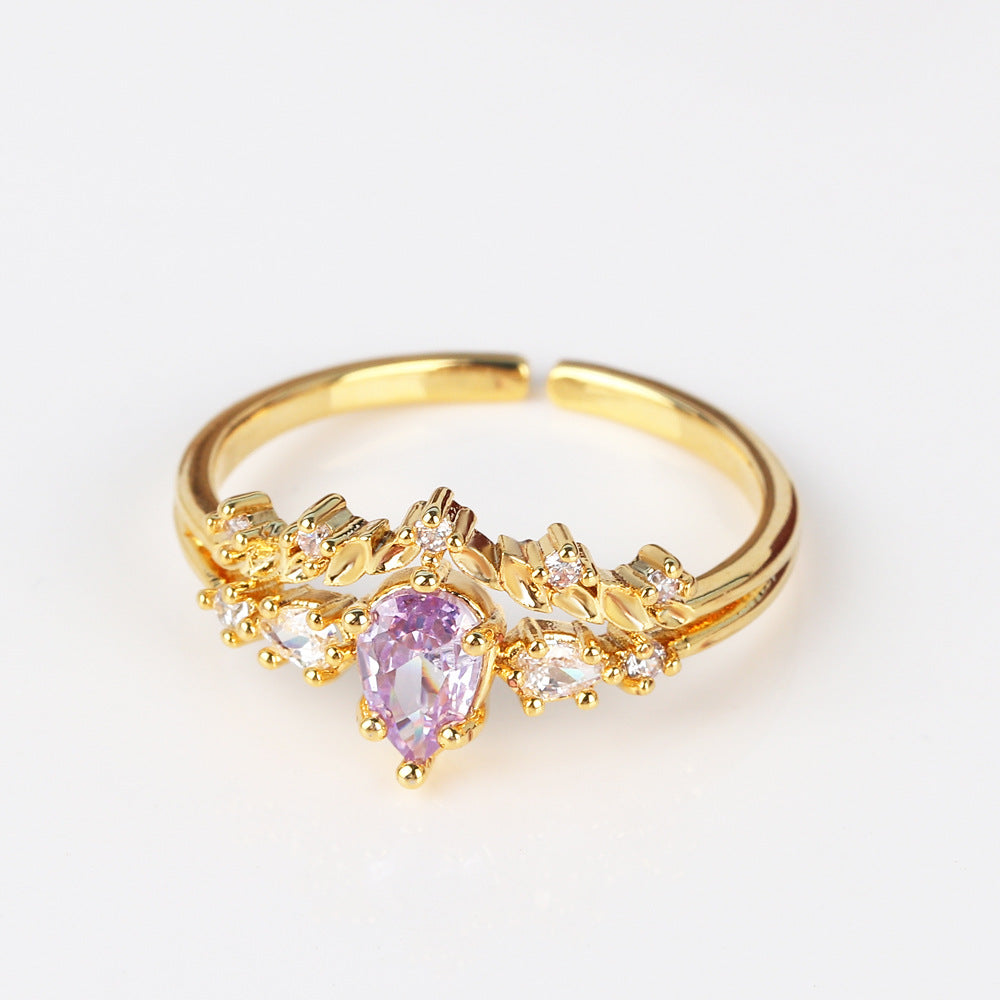 IG Style Women Crown Heart Circle Copper Electroplating Rings