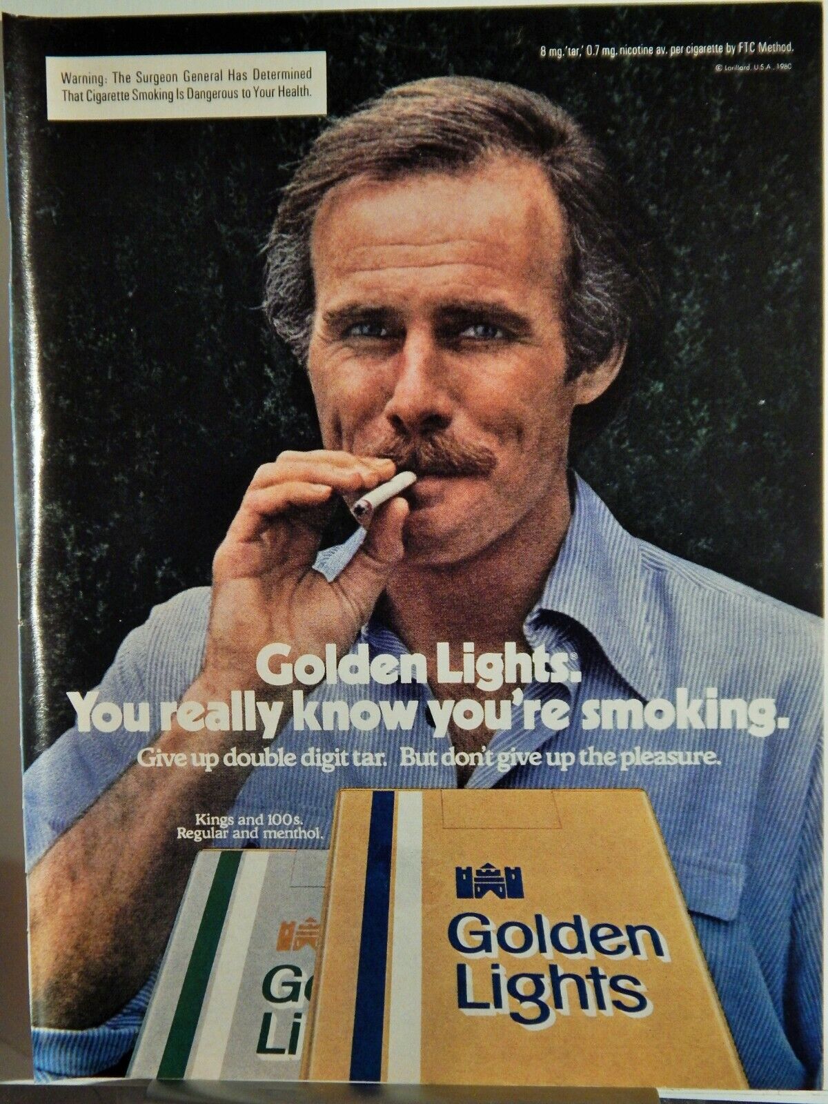 GOLDEN LIGHTS CIGARETTES / COCO RIBE LIQUEUR ORIG VTG 1980 Photo Poster painting AD,