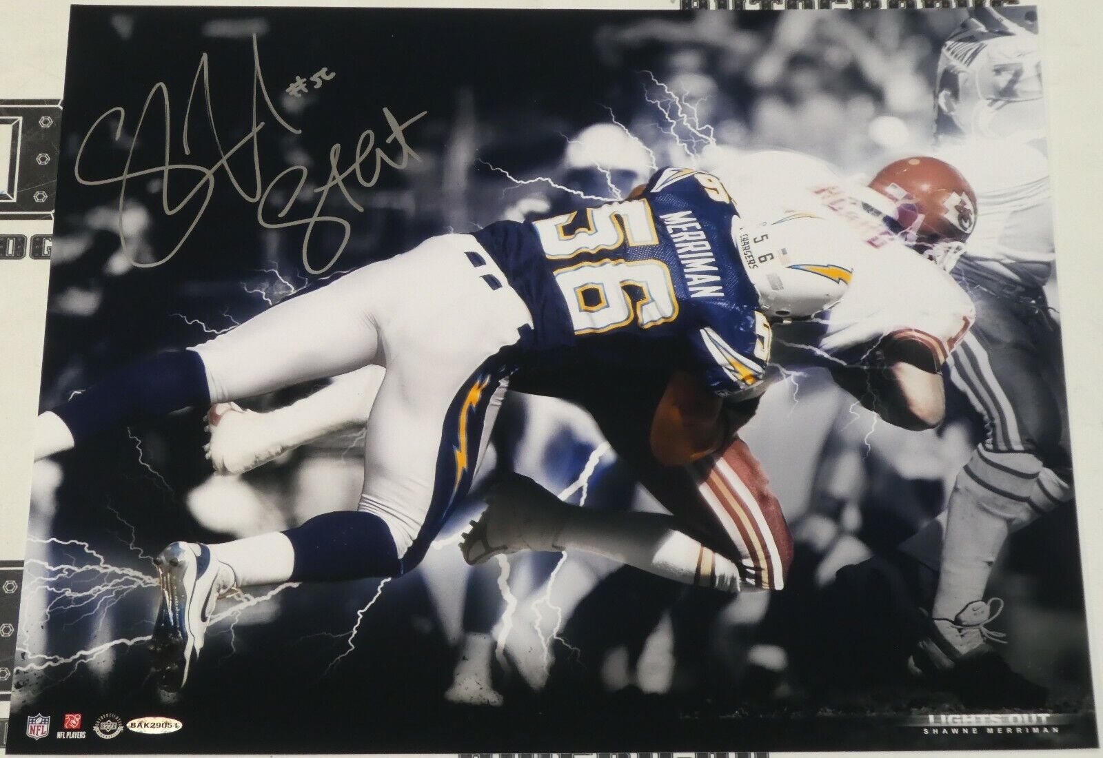 Shawne Merriman Signed Chargers Football 16x20 Photo Poster painting UDA COA Pro Bowl Autograph