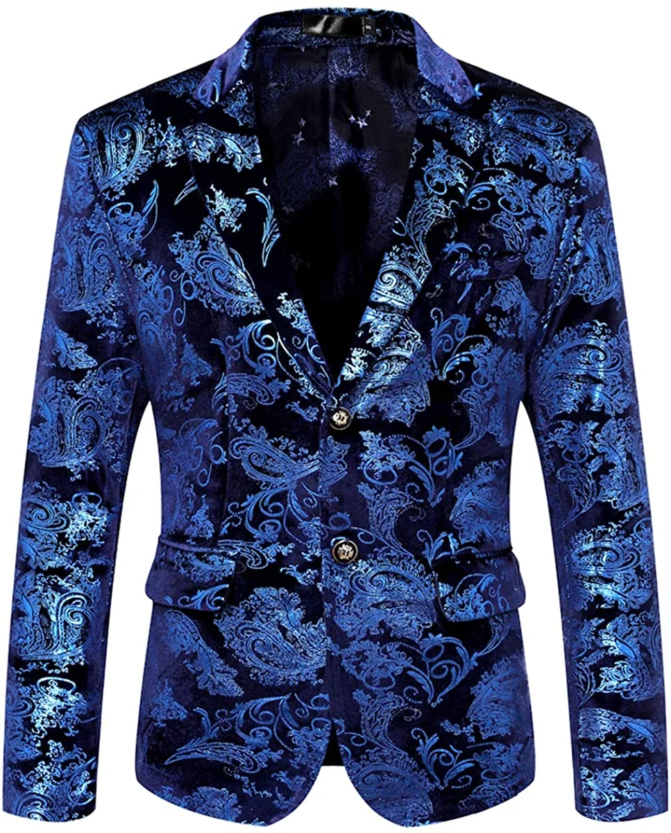 MAGE MALE Men's Dress Party Floral Suit Jacket Notched Lapel Slim