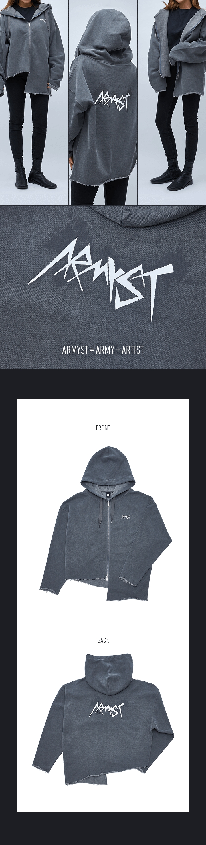 JUNG KOOK ARMYST Zip-Up Hoody [Black] - BTS Official Merch | BTS