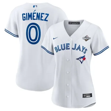 Women's Toronto Blue Jays #0 Andres Gimenez  2025 World Series White Home Replica Jersey