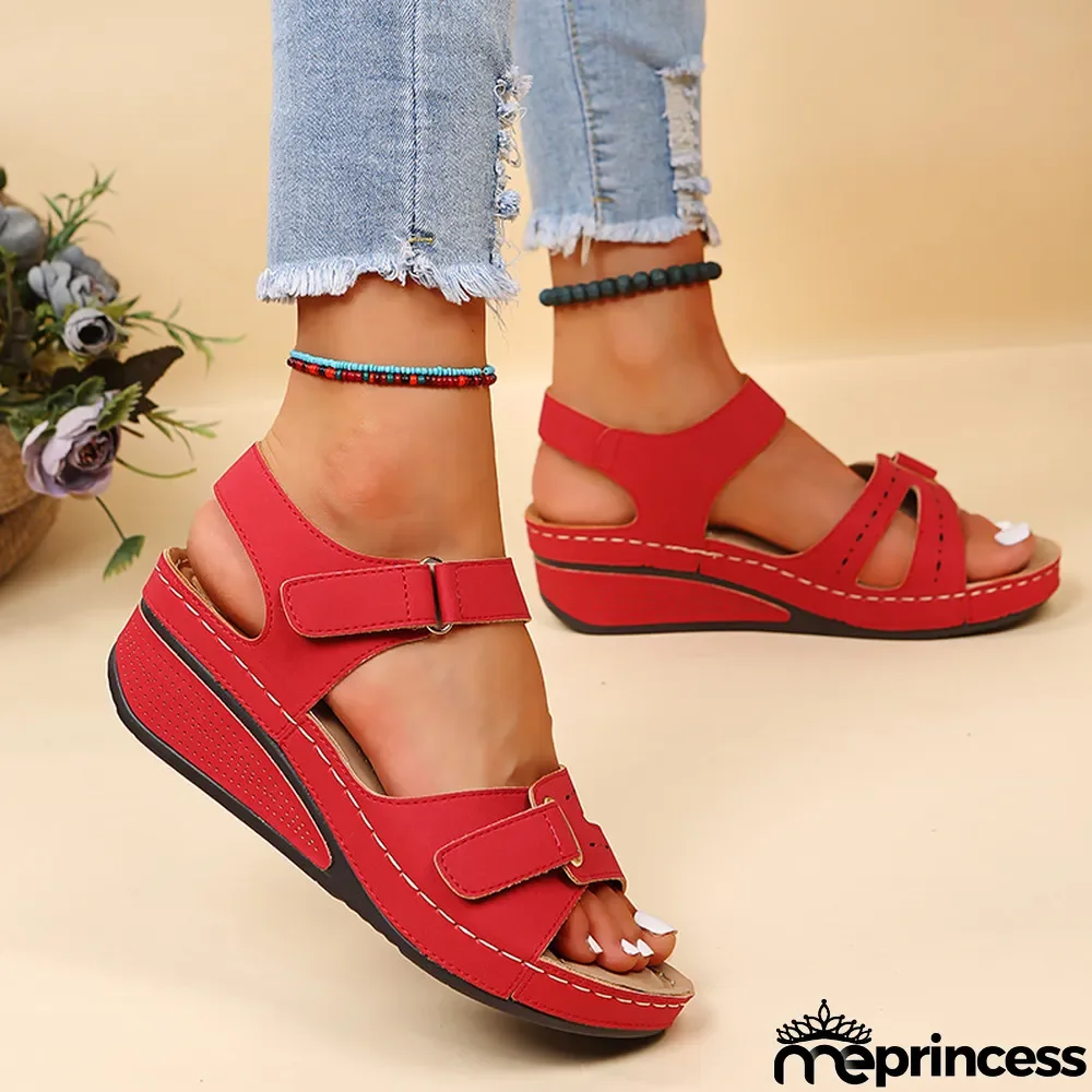 Black Casual Daily Hollowed Out Patchwork Solid Color Fish Mouth Comfortable Shoes