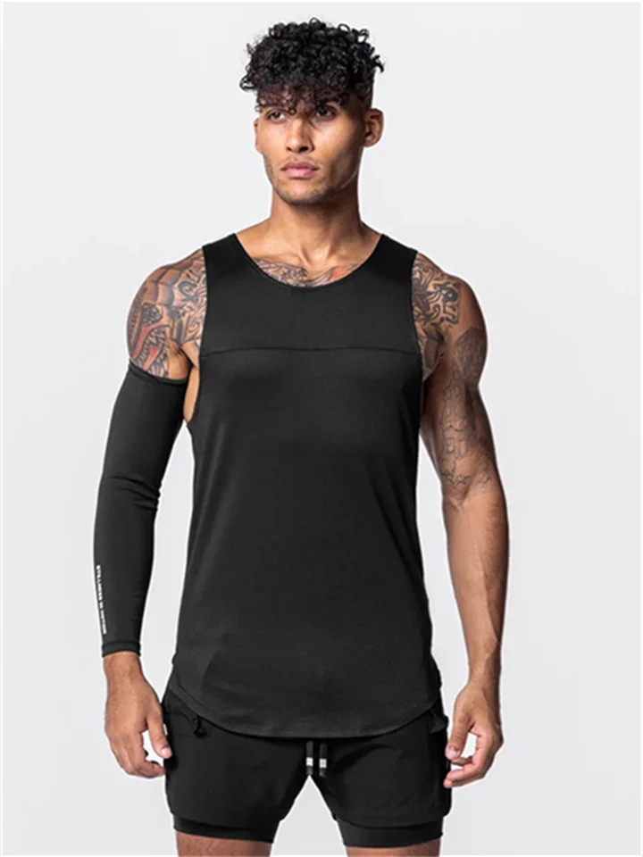 Summer Men's Sports Undershirt Tide Quick Dry Breathable Oblique Hem Sleeveless T-shirt Men Round Neck Running Fitness Undershirt Men | 168DEAL