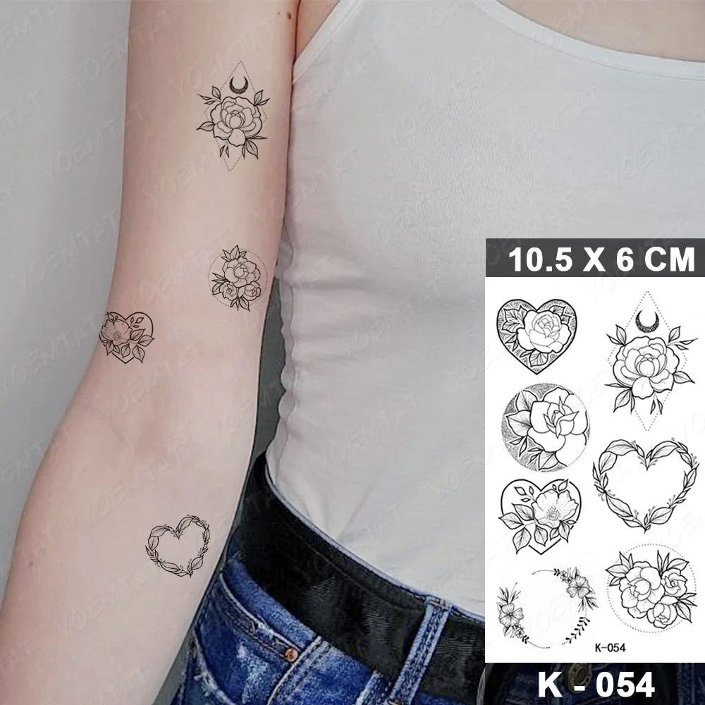 Waterproof Temporary Tattoo Sticker Realistic Black Waist Wrist Lily Flowers Flash Tatoo Fake Tatto For Body Art Women Men