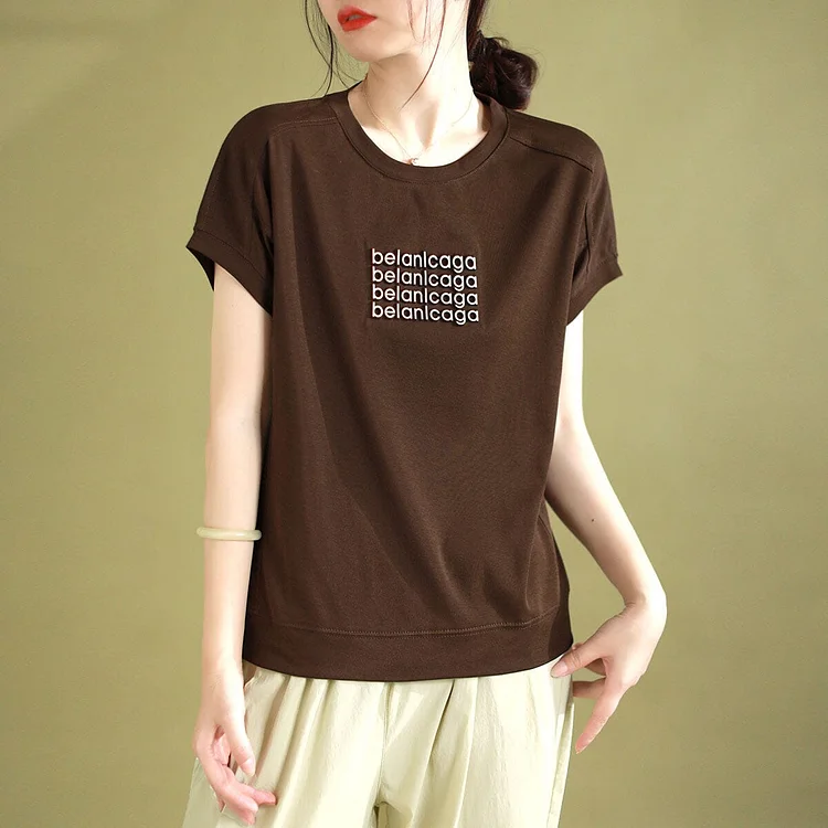 Women Summer Fashion Casual Loose Cotton T-Shirt