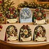 6pcs DIY Christmas Wreath Pearl Art Diamond Painting 3D Greeting Card