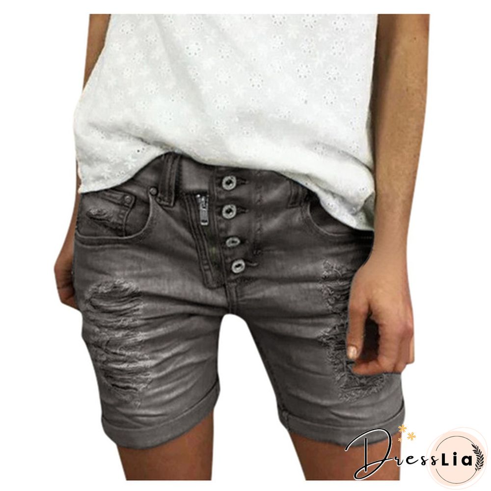 Women Summer Denim Shorts Button Pocket Blue Jeans Shorts feminino Short Pants