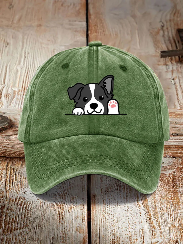 Unisex Casual Pet Dog Print Washed Hat