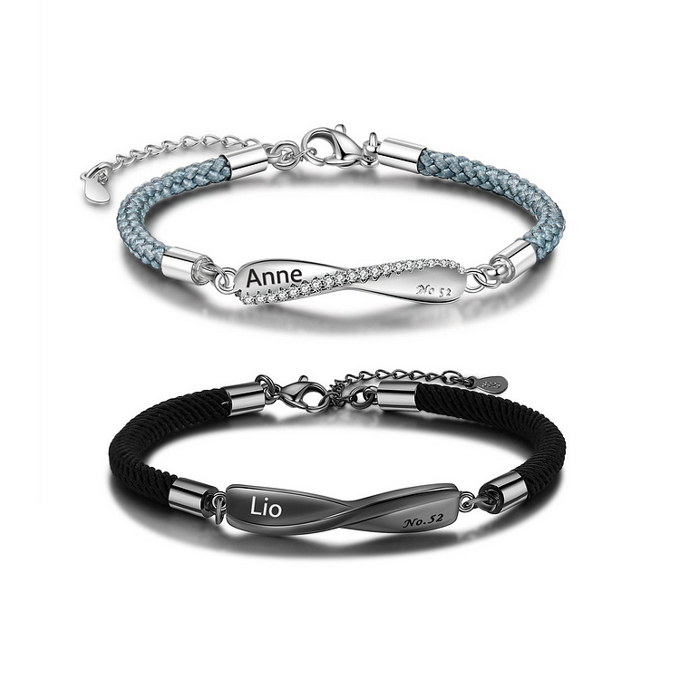 2PCS Bracelet roped 2 Prénoms Personnalisé bracelet en commun pour Un couple Bracelet Jessemade FR