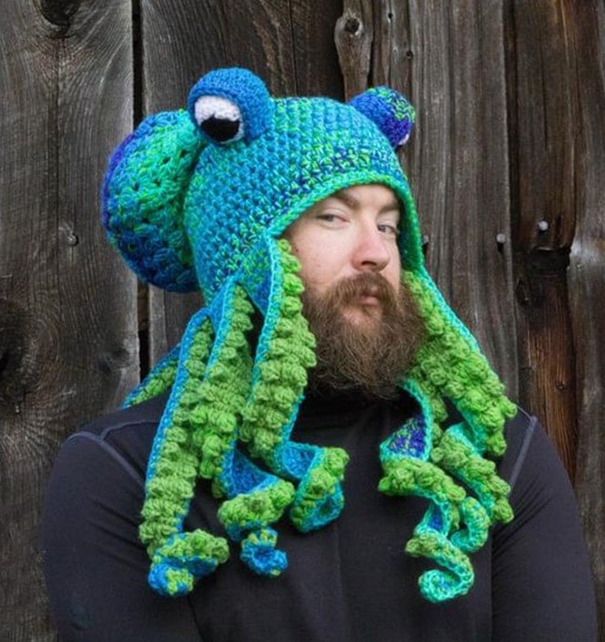 Handmade Unisex Knitted Octopus Winter Hat