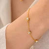 Simple Round Zircon 18K Golden Bracelet