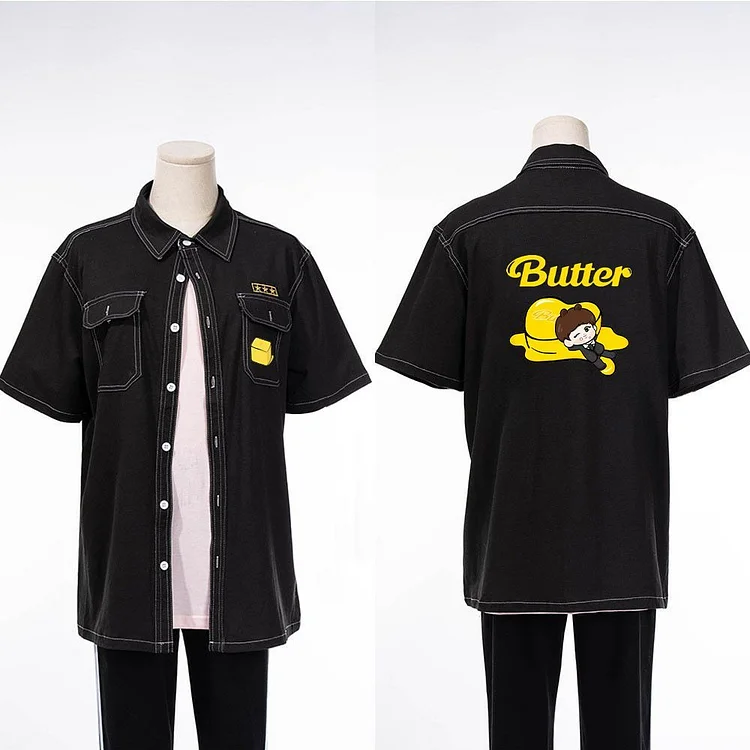 방탄소년단 Butter Cartoon Denim Jacket T-shirt